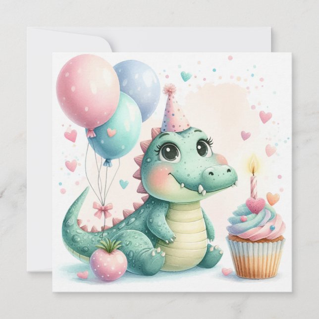 Tarjeta de cumpleaños Dinozaur (Anverso)