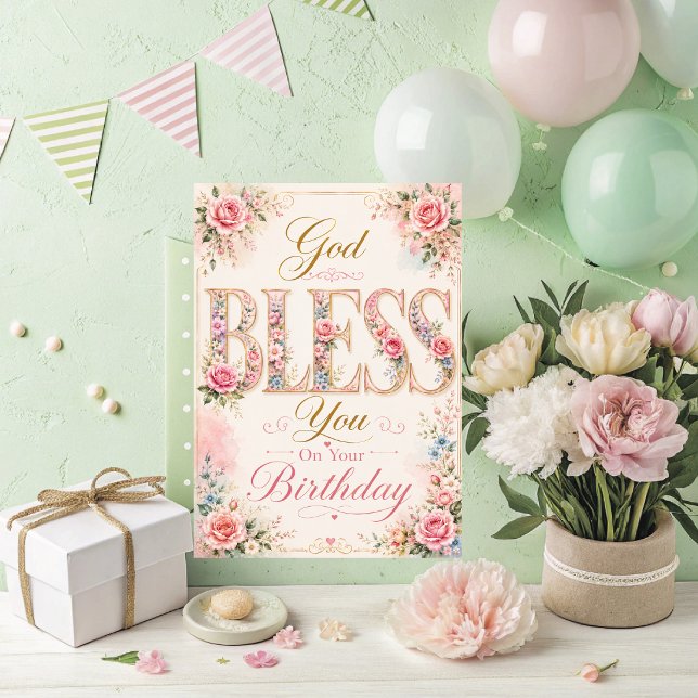 Tarjeta de cumpleaños Dios te bendiga (God Bless You On Your Birthday Card. )