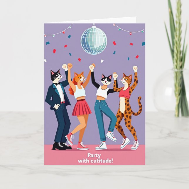Tarjeta de cumpleaños disco Groovy (Anverso)