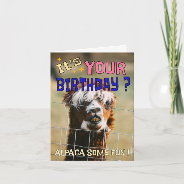 Tarjeta de cumpleaños divertida Alpaca - Humor de  (Anverso)