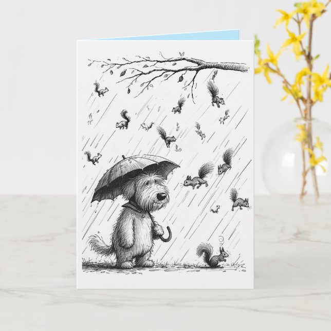 Tarjeta de cumpleaños divertida ardilla del perro (flor amarilla)