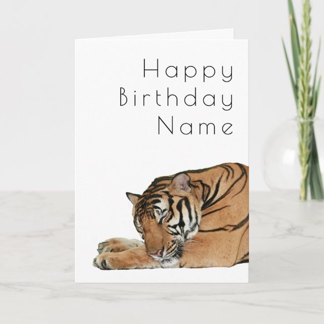 Tarjeta de cumpleaños divertida Art Deco de Tigre  (Anverso)