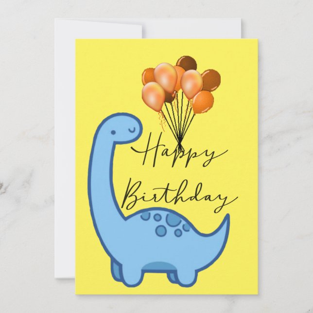 Tarjeta de cumpleaños divertida Blue dinosaur (Anverso)