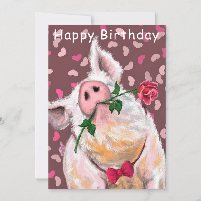 Tarjeta de cumpleaños divertida caballero cerdo co (Anverso)