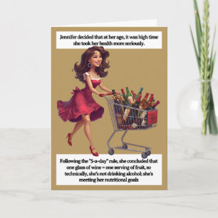 Tarjeta de cumpleaños divertida Carrito de vino br