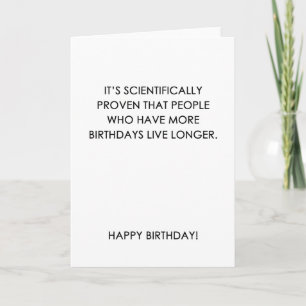 Tarjeta de cumpleaños divertida comprobada científ