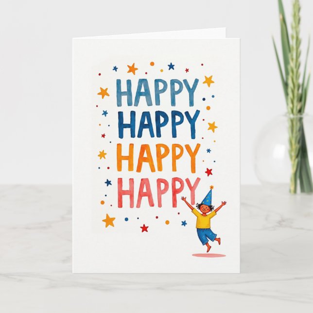 Tarjeta de cumpleaños divertida con acuarela (Anverso)