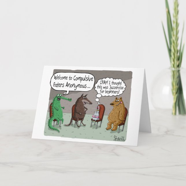 Tarjeta de cumpleaños divertida con ANIMALES CUTE (Anverso)