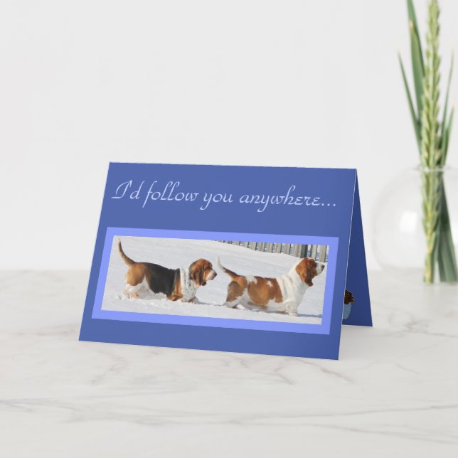 Tarjeta de cumpleaños divertida con Bassets, Cupca (Anverso)