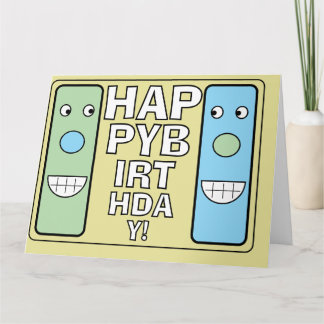 Tarjeta de cumpleaños divertida con caras de dibuj