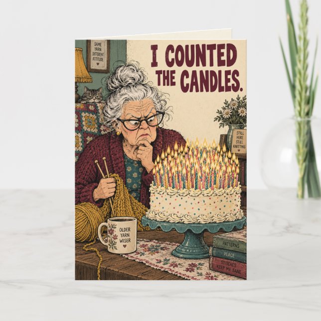 Tarjeta de cumpleaños divertida con el conteo de v (Anverso)