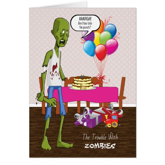 Tarjeta de cumpleaños divertida con el zombi en el