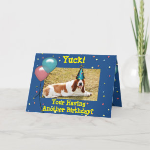 Tarjeta de cumpleaños divertida con enlace de base