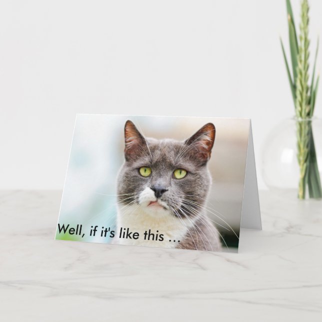 Tarjeta de cumpleaños divertida con gato de aspect (Anverso)