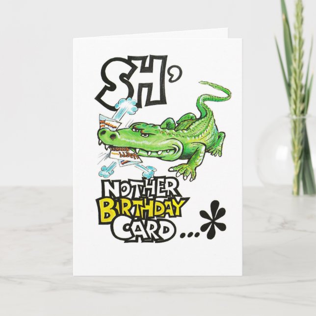 Tarjeta de cumpleaños divertida con lagarto (Anverso)
