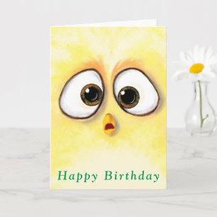 Tarjeta de cumpleaños divertida con ojos de pollo 