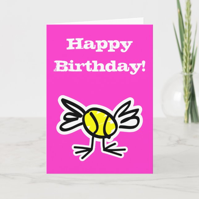 Tarjeta de cumpleaños divertida con tema de tenis (Anverso)