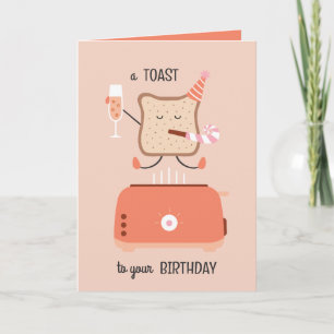 Tarjeta de cumpleaños divertida con tostada saltan