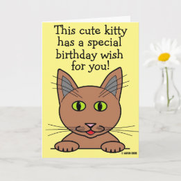 Tarjeta de cumpleaños divertida con un gato lindo