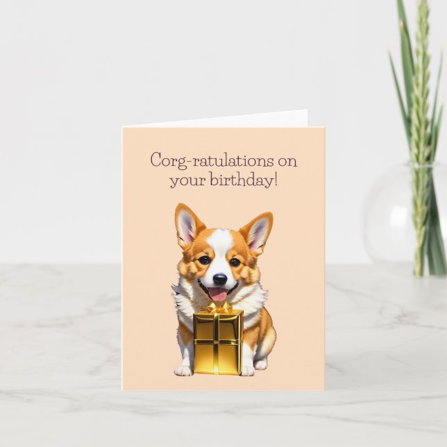Tarjeta de cumpleaños divertida Corgi-rific (Anverso)
