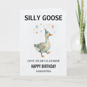 Tarjeta de cumpleaños divertida de acuarela de gan