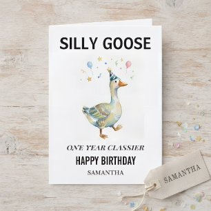 Tarjeta de cumpleaños divertida de acuarela de gan