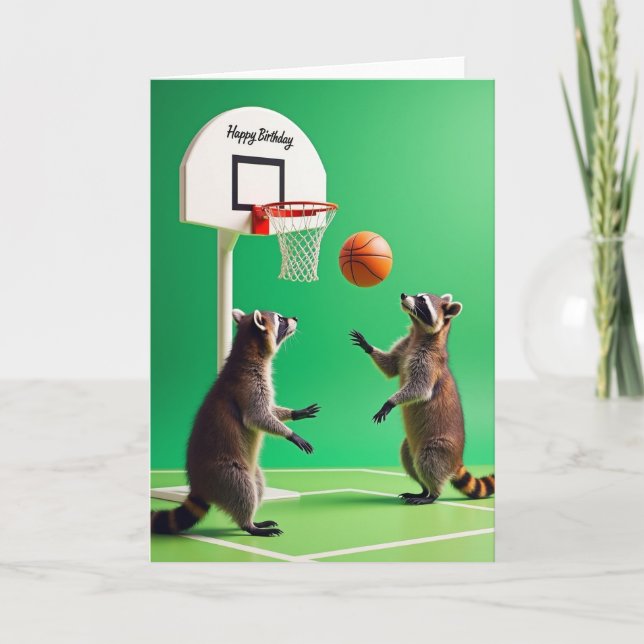 Tarjeta de cumpleaños divertida de baloncesto (Anverso)