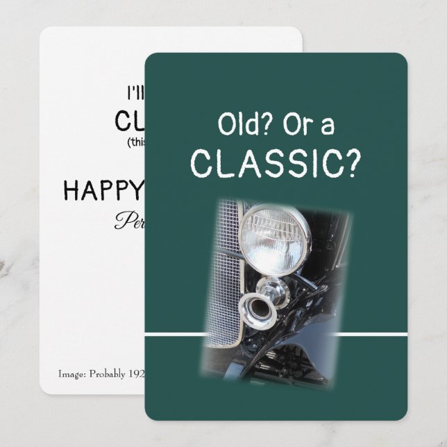 Tarjeta de cumpleaños divertida de Bentley clásico (Anverso / Reverso)