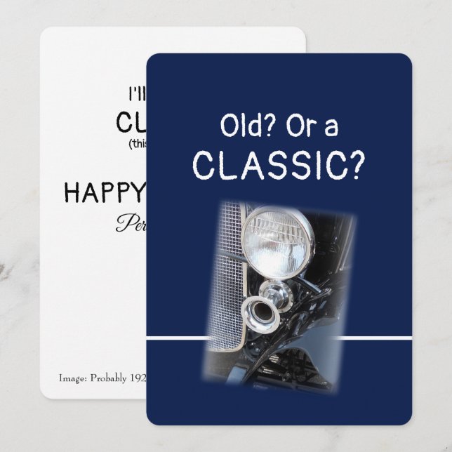 Tarjeta de cumpleaños divertida de Bentley clásico (Anverso / Reverso)