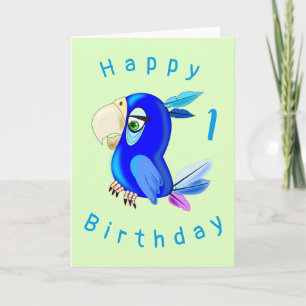 Tarjeta de cumpleaños divertida de Blue Parrot - P