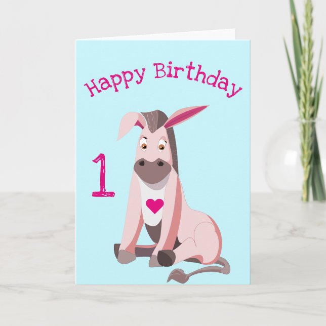 Tarjeta de cumpleaños divertida de burro rosa - Pe (Anverso)