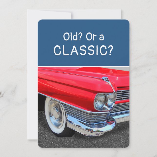 Tarjeta de cumpleaños divertida de Cadillac clásic (Anverso)