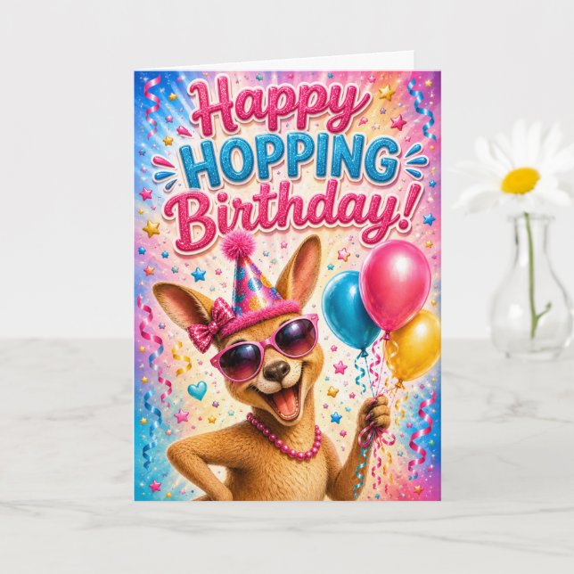 Tarjeta de cumpleaños divertida de canguro para to (Planta pequeña)
