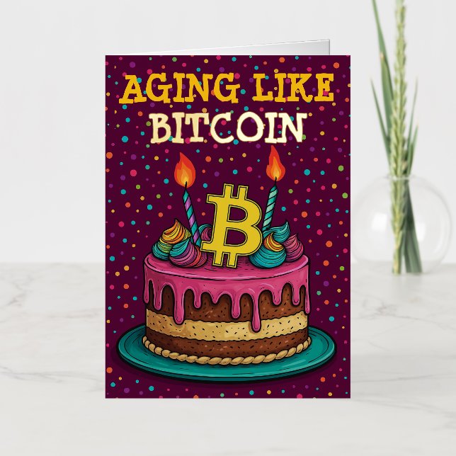 Tarjeta de cumpleaños divertida de criptomonedas q (Anverso)