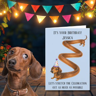 Tarjeta de cumpleaños divertida de Dachshund-
