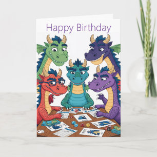 Tarjeta de cumpleaños divertida de dragón