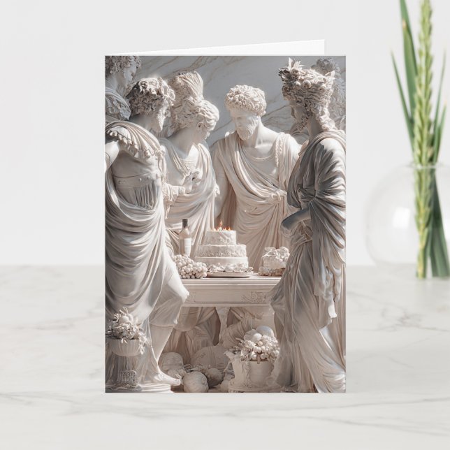 Tarjeta de cumpleaños divertida de estatua griega  (Anverso)
