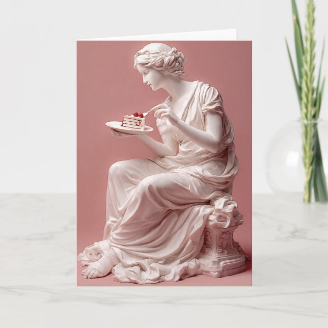 Tarjeta de cumpleaños divertida de estatua griega  (Anverso)