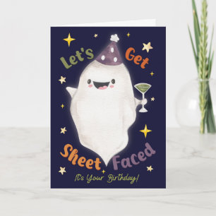 Tarjeta de cumpleaños divertida de fantasma con 'V