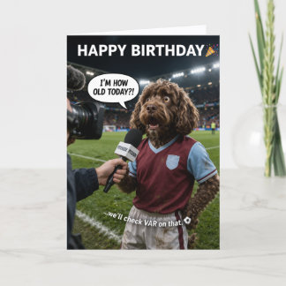 Tarjeta de cumpleaños divertida de fútbol con brom
