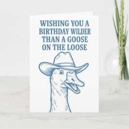 Tarjeta de cumpleaños divertida de ganso vaquero: 