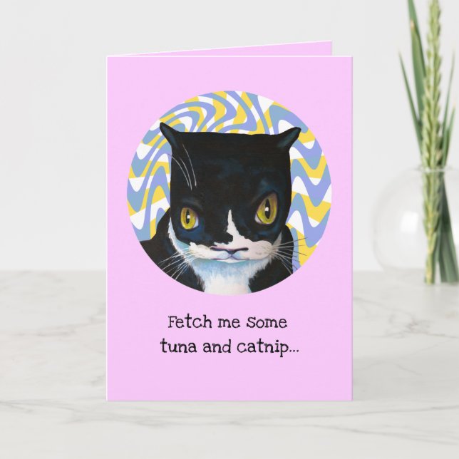 Tarjeta de cumpleaños divertida de gato (Anverso)