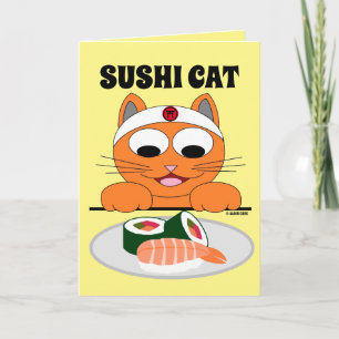 Tarjeta de cumpleaños divertida de GATO DE SUSHI 