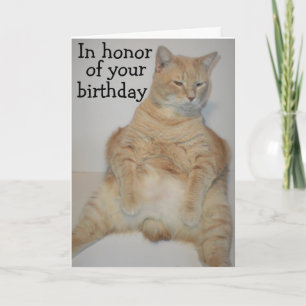 Tarjeta de cumpleaños divertida de gato Manx gordo