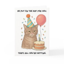 Tarjeta de cumpleaños divertida de gato sin impres