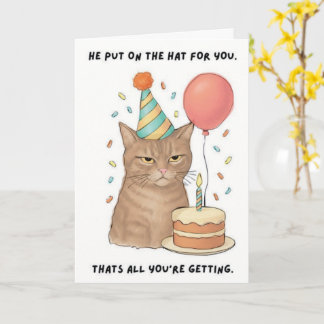 Tarjeta de cumpleaños divertida de gato sin impres