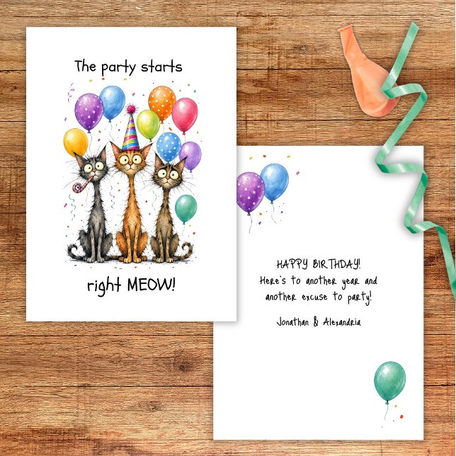 Tarjeta de cumpleaños divertida de gatos flacos (Subido por el creador)