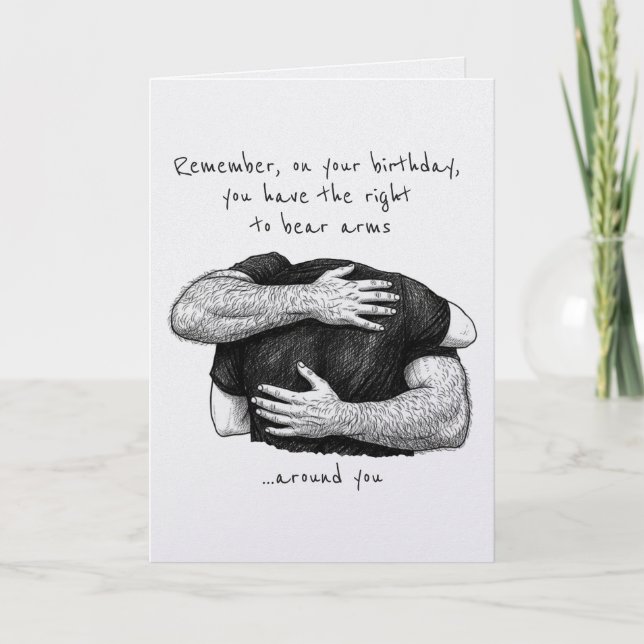 Tarjeta de cumpleaños divertida de Gay Bear Arms (Anverso)