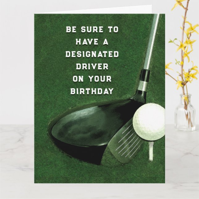 Tarjeta de cumpleaños divertida de golf (flor amarilla)