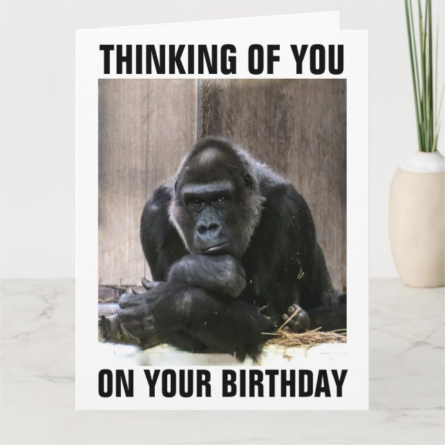 TARJETA DE CUMPLEAÑOS DIVERTIDA DE GORILA (Anverso)